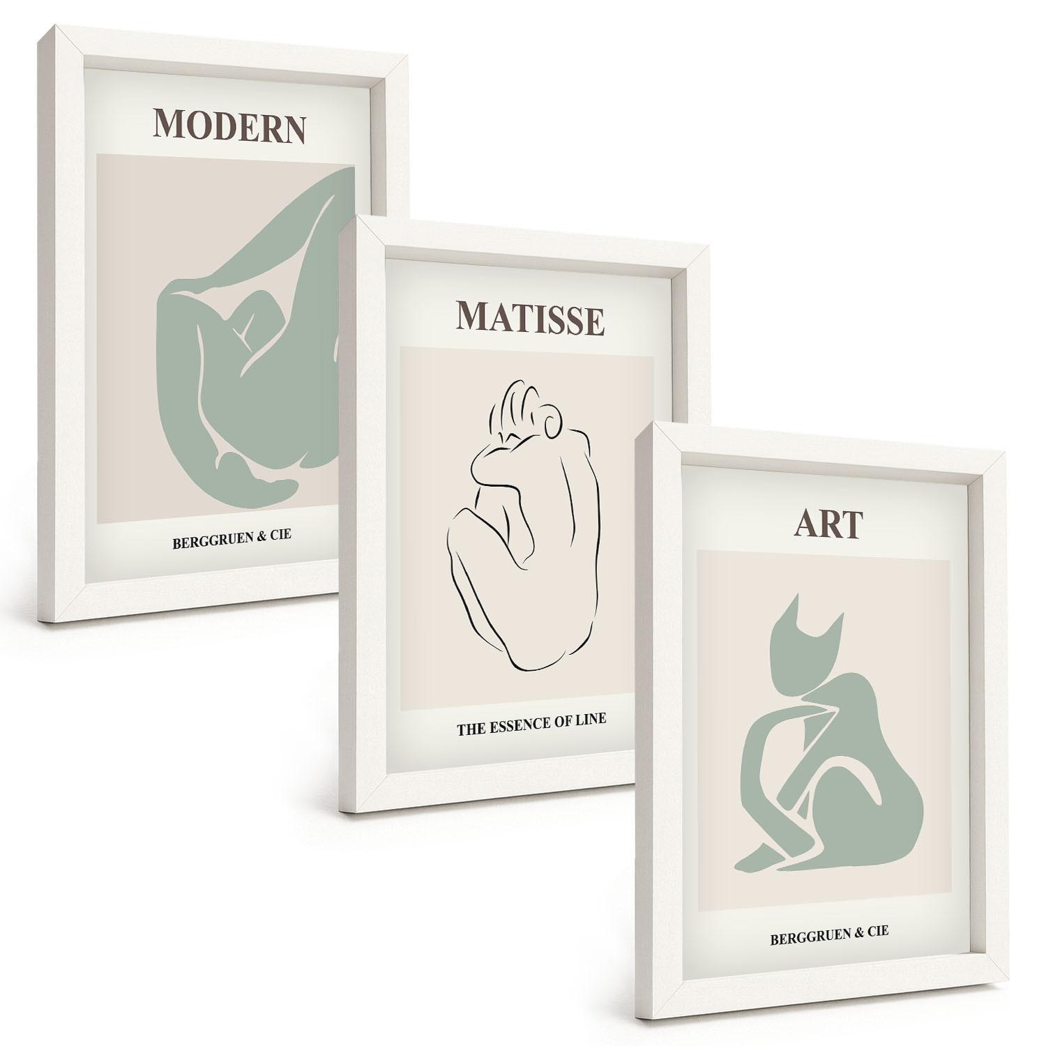 BILDER SET 3er Set - 20x30 cm Weißer Rahmen - Abstrakte Pastellfiguren - Weiß, Kunststoff (20/30cm) - TULUP