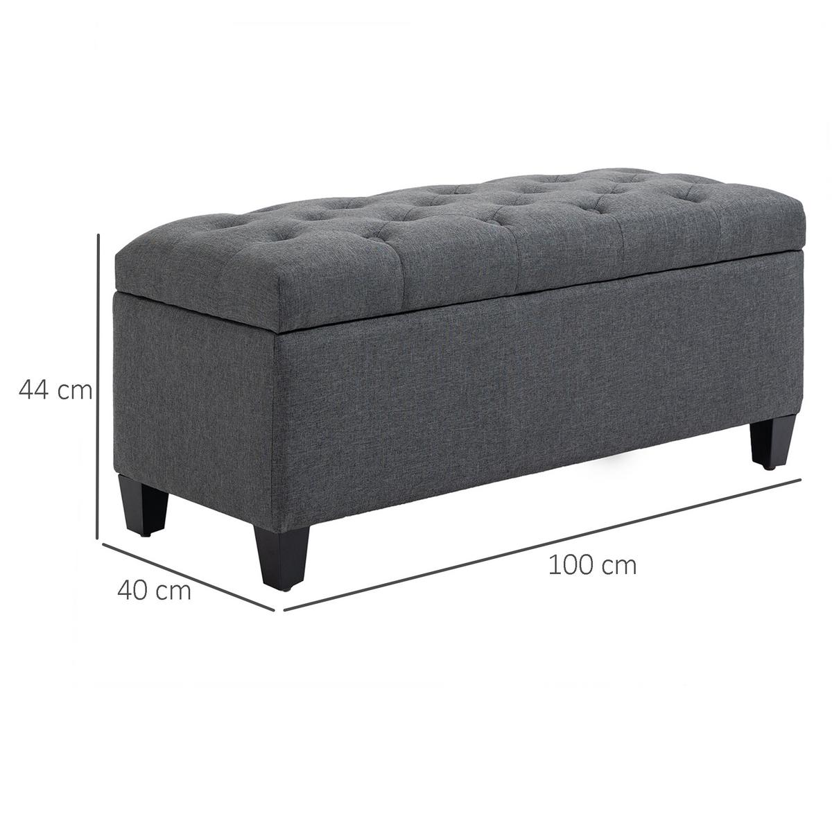 TRUHENBANK leinenartiges Polyester holz Dunkelgrau - Dunkelgrau, Kunststoff (40/44/100cm) - HOMCOM