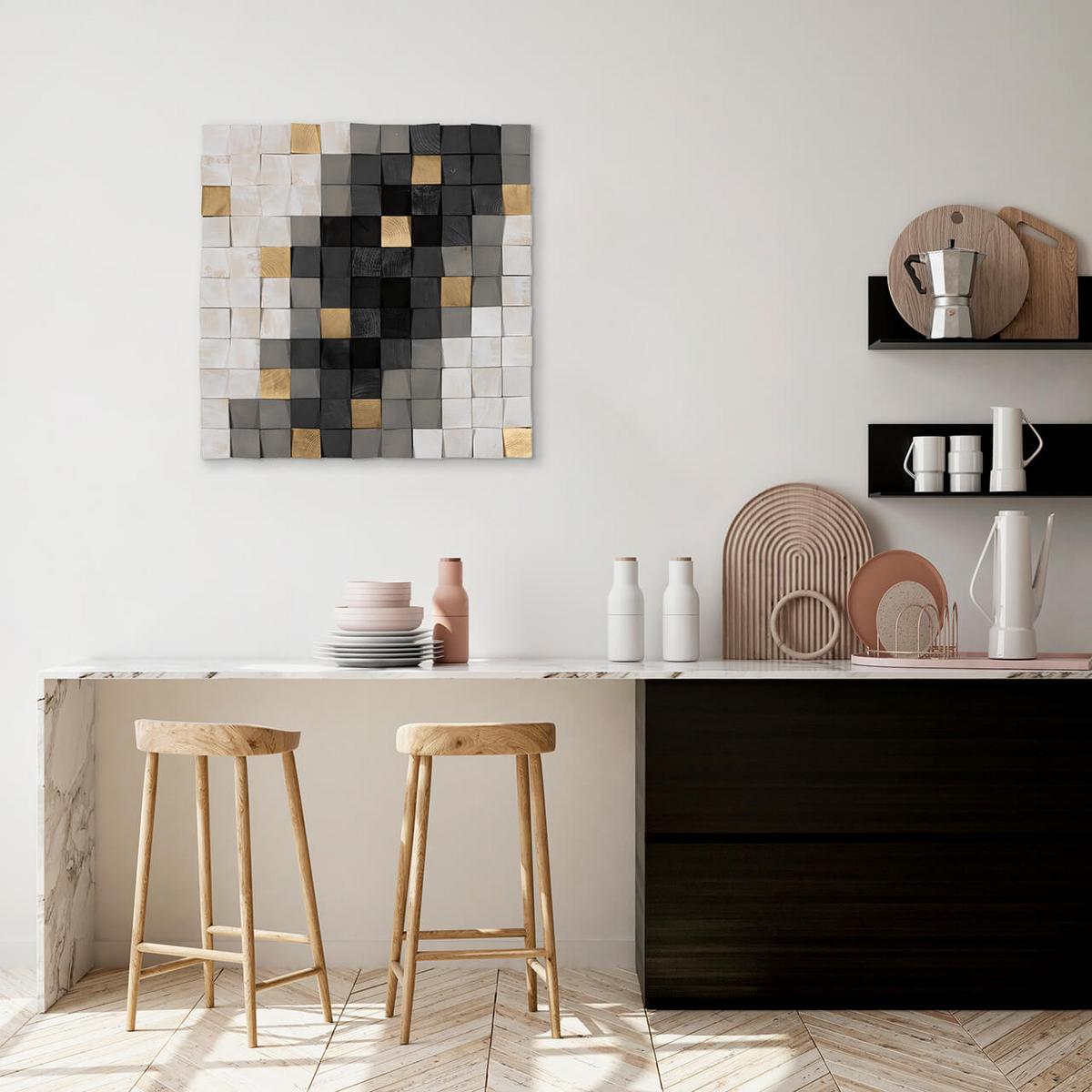 HOLZBILD Grau 75/75 cm - Schwarz/Grau, Holz (7/75cm) - KUNSTLOFT