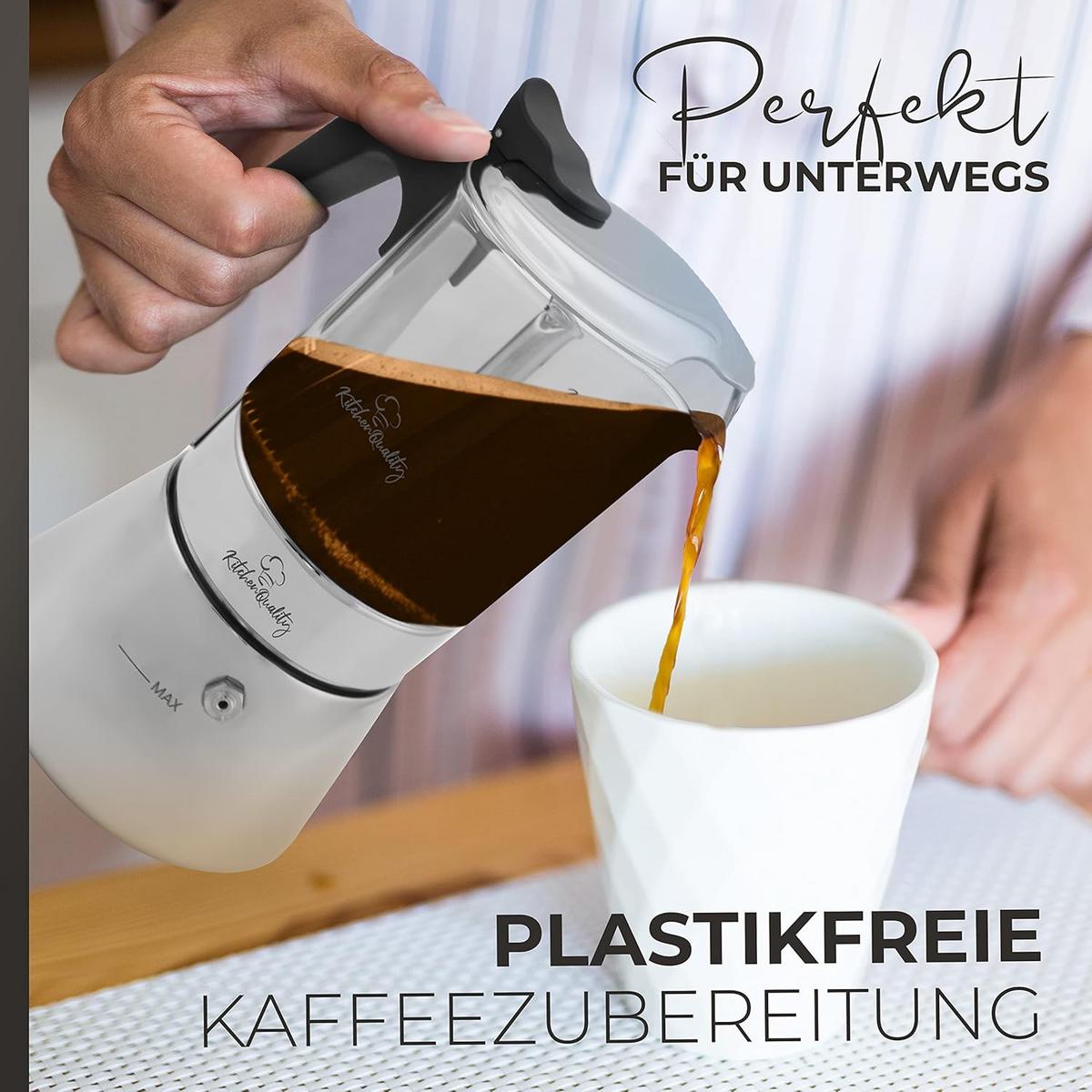 GLAS-ESPRESSOKOCHER - Weiß, Glas/Metall (10/17/10cm) - KitchenQuality