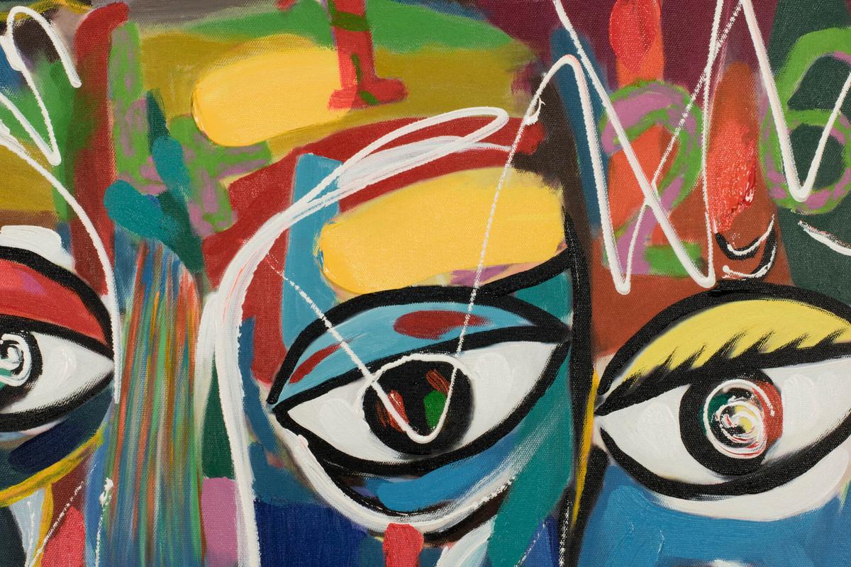 ACRYLBILD HANDGEMALT 60/60 cm - Weiß, Holz/Textil (60/60cm) - KUNSTLOFT