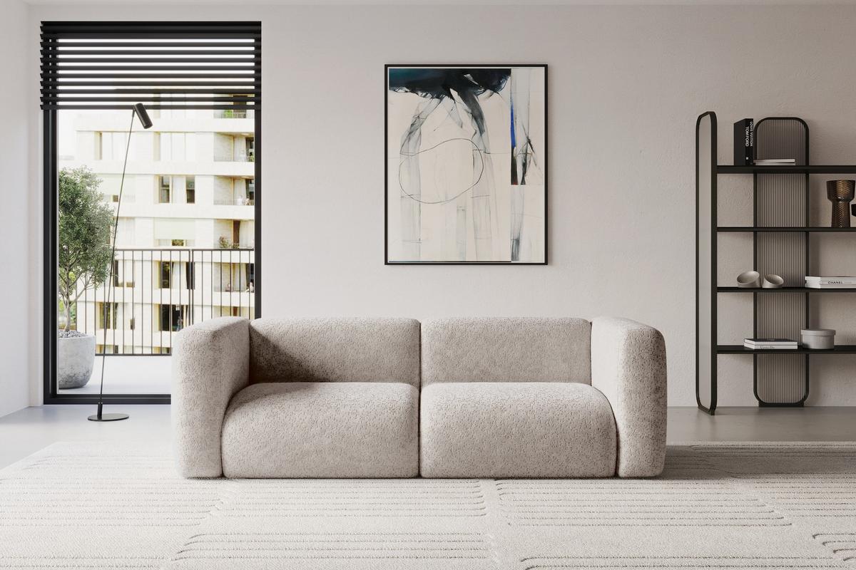 MODULARES Sofa 2-SITZER MIRA-S1 228x89x70 Hellgrau cm Velours - Hellgrau/Schwarz, Holzwerkstoff/Kunststoff (228/70/89cm) - ALTDECOR