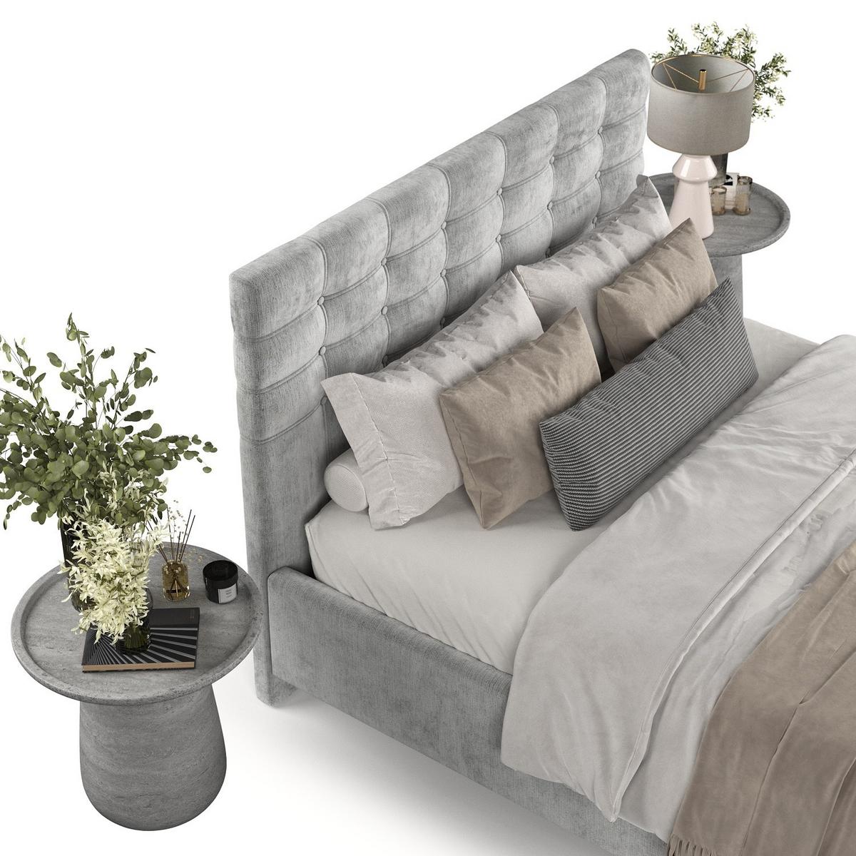 POLSTERBETT Soma 120/200 cm Hellgrau im Lotta Stoff - Hellgrau/Naturfarben, Holz/Holzwerkstoff (120/200cm) - AltaBeds
