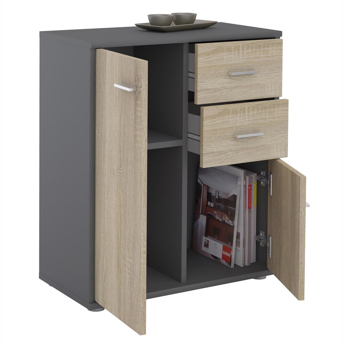 KOMMODE LOCARNO Grau/Sonoma Eiche - Grau/Sonoma Eiche, Holzwerkstoff (60/70/30cm) - CARO-Möbel