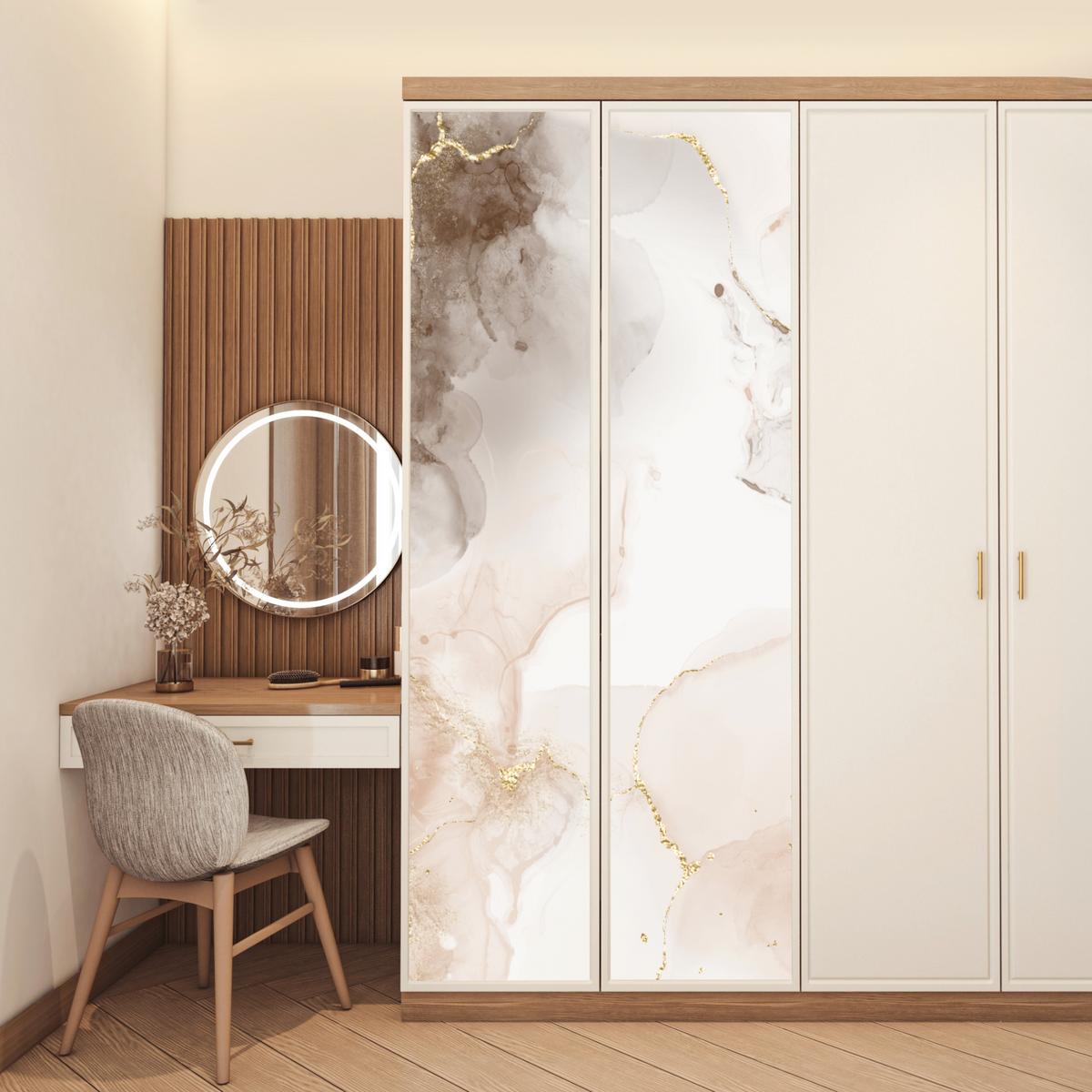 TÜRAUFKLEBER Marmor - Braun - Linie 90x235 cm - Türtapete - Champagner, Kunststoff (90/0.1cm) - MuchoWow