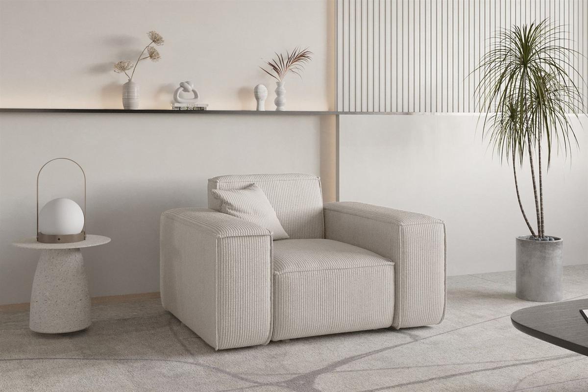 SESSEL Celes Premium Stoff Scala - Beige, Holzwerkstoff/Textil (121/73/88cm) - Fun Möbel