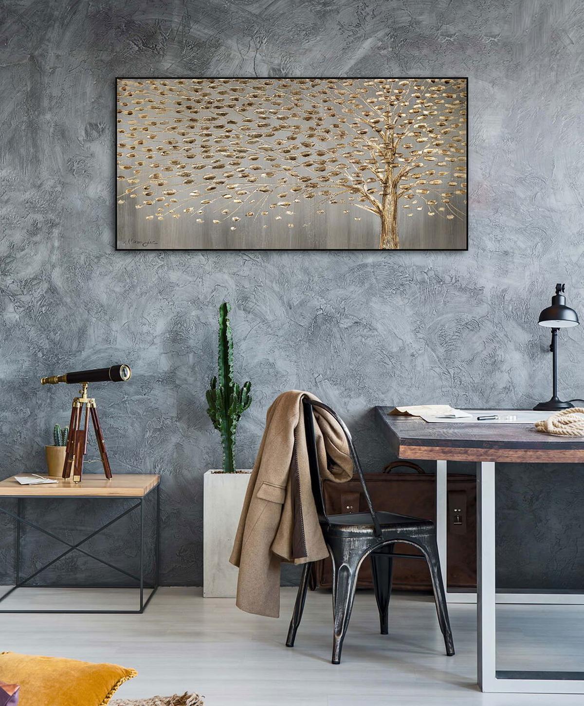 ACRYLBILD HANDGEMALT 120/60 cm - Grau, Holz/Textil (120/60cm) - KUNSTLOFT