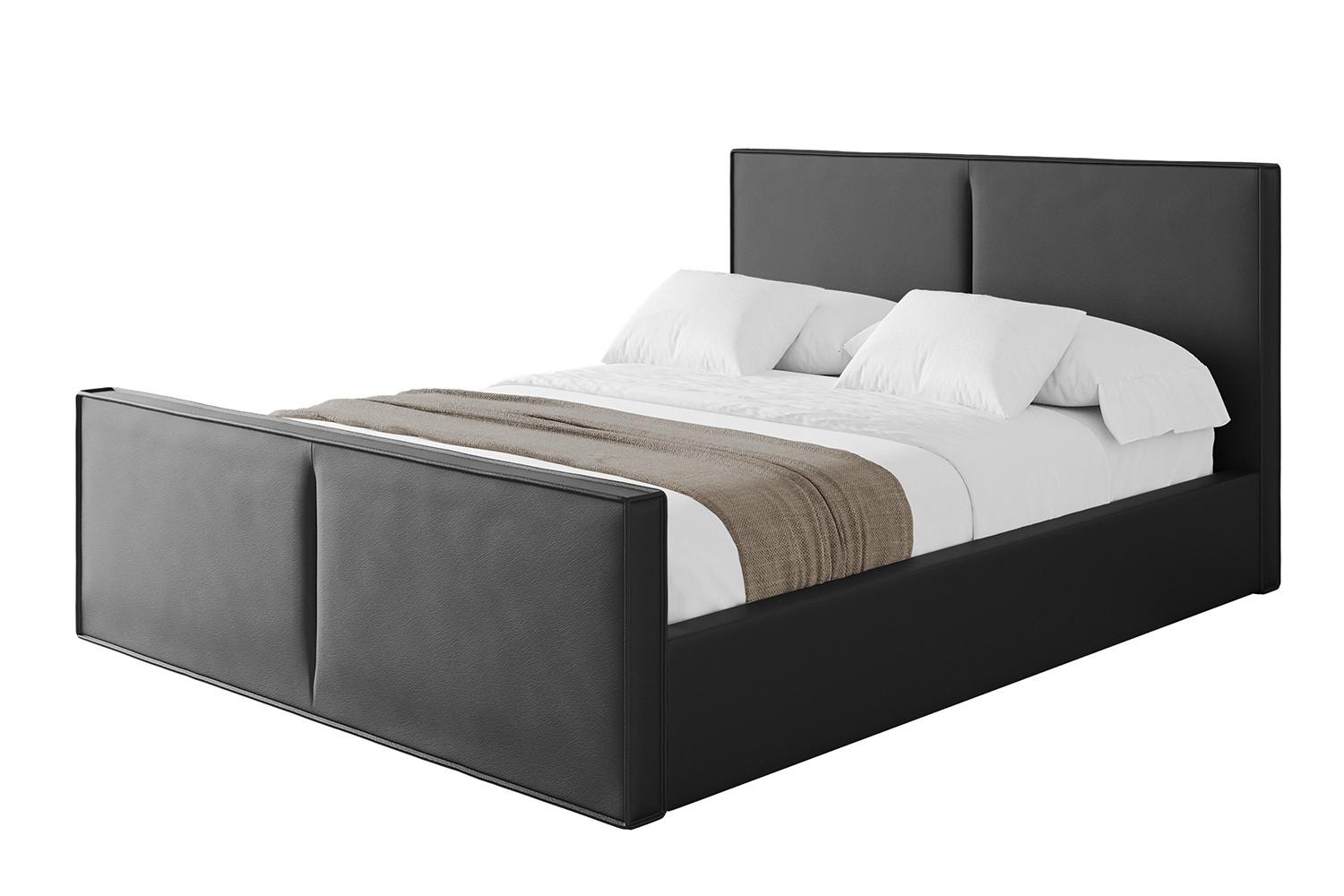 POLSTERBETT mit Bettkasten, Fußteil und Lattenrost, Boxbett ohne Matratze - VANTO-Z 180x200 Schwarz Kunstleder - Schwarz Hochglanz, Holzwerkstoff/Textil (180/200cm) - ALTDECOR