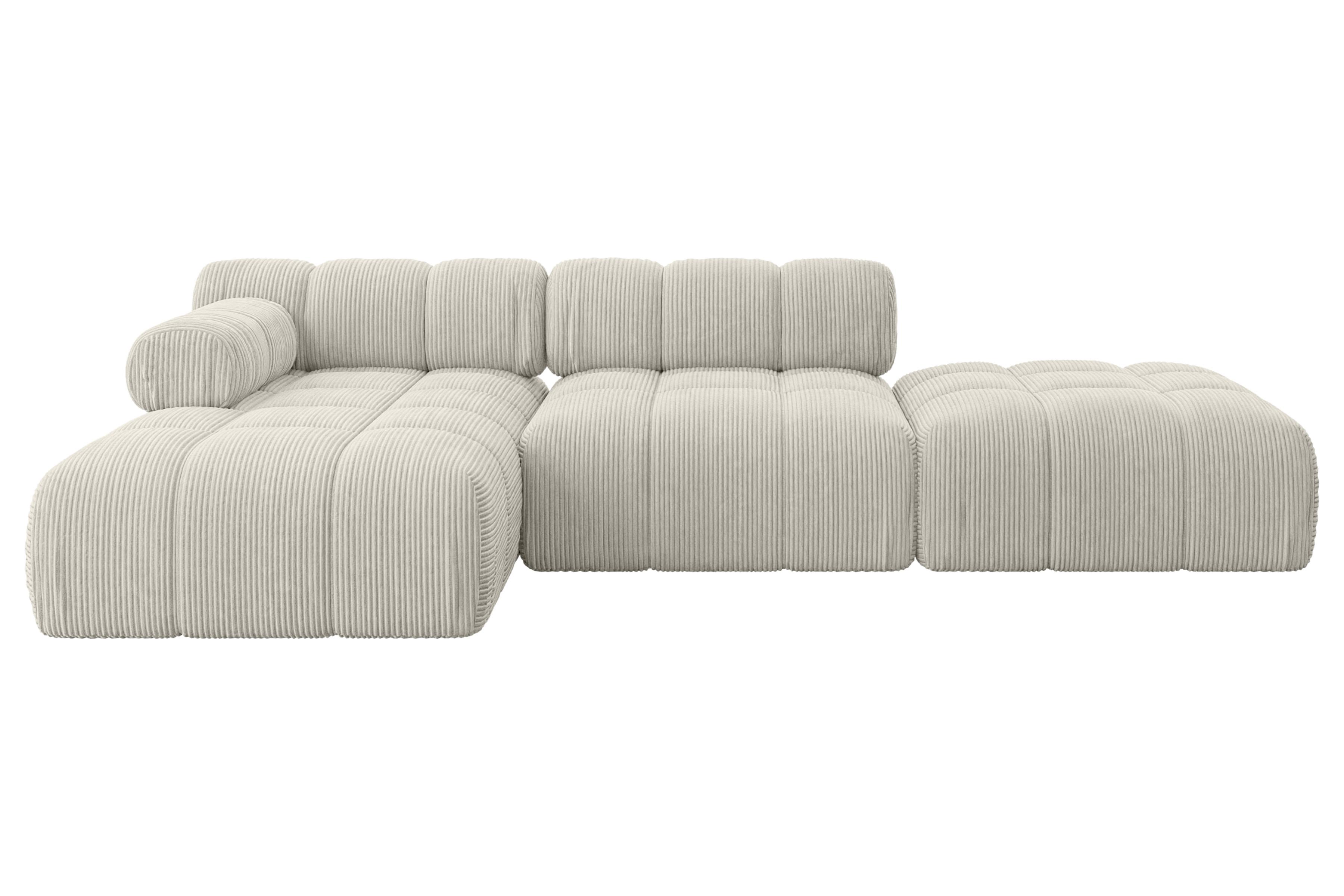 ECKSOFA modulares Sofa Lizur-L1 - 285x160x70 cm Creme Cord - Hellgrau/Creme, Holzwerkstoff/Textil (285/160cm) - ALTDECOR
