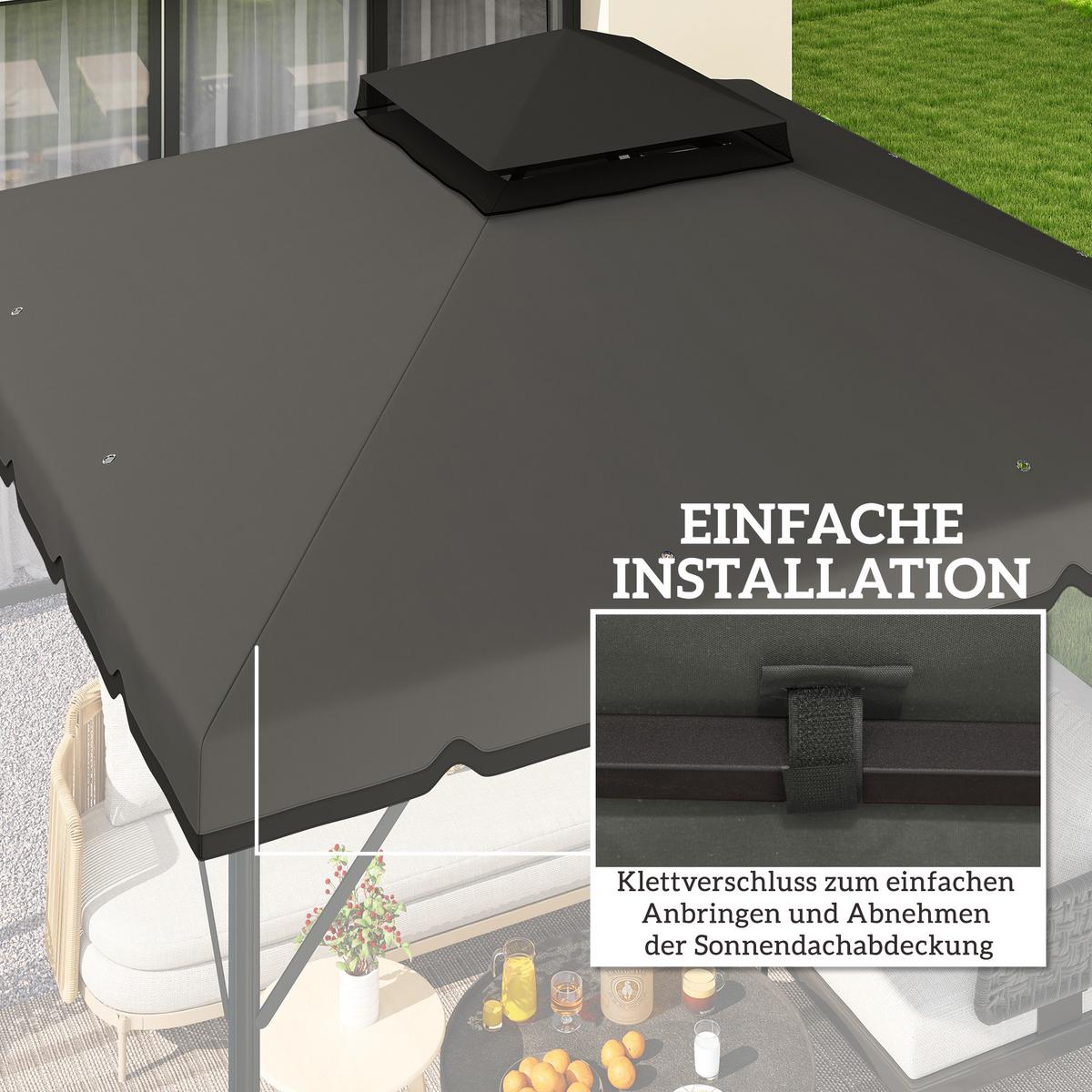 PAVILLON-ERSATZDACH Polyester Hellgrau Dunkelgrau - Dunkelgrau, Textil (300/1/300cm) - Outsunny