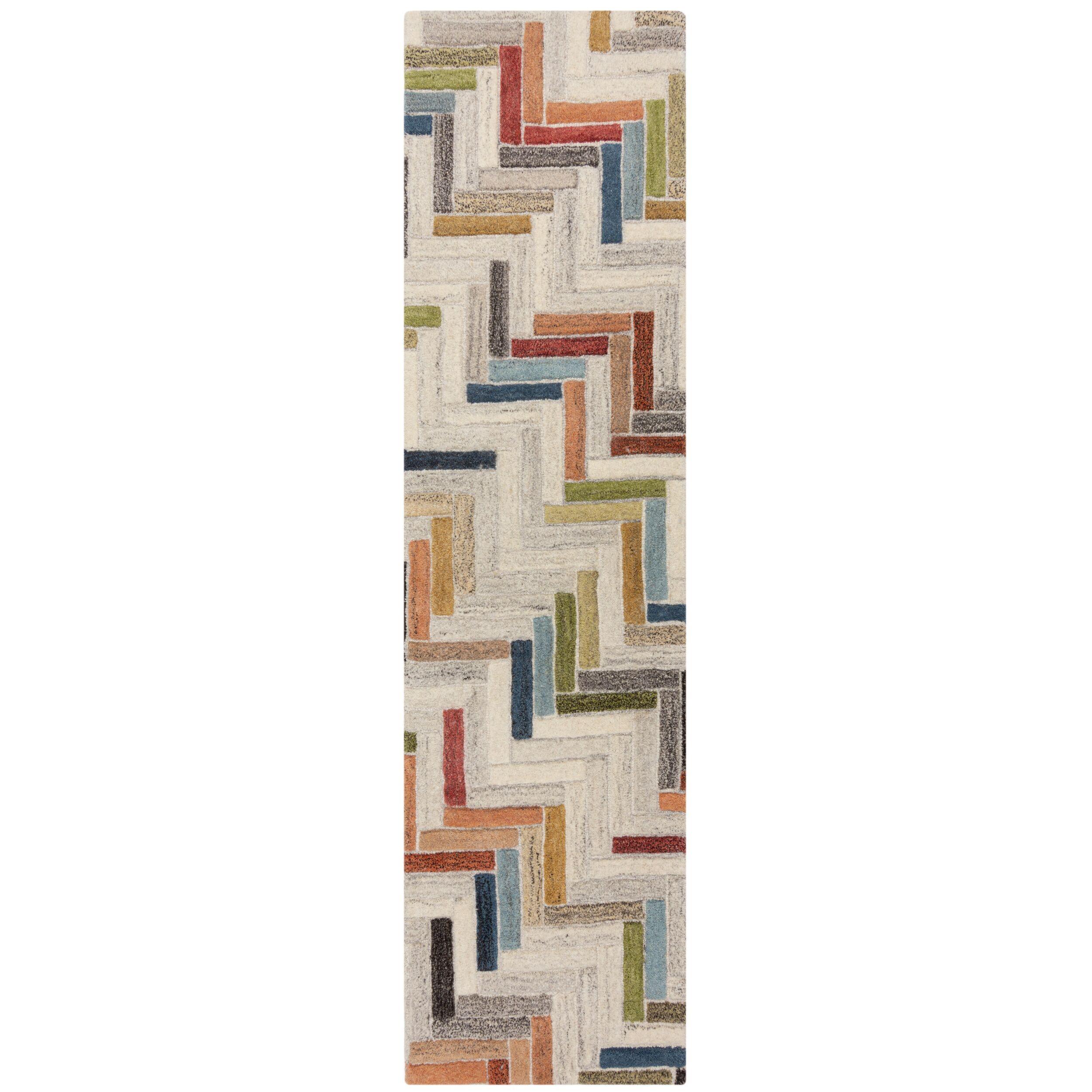 WOLLTEPPICH ESK, geometrisch, Florhöhe 10 mm, Bunt, 60 x 230 cm - Multicolor, Textil (230/60cm) - KADIMA DESIGN