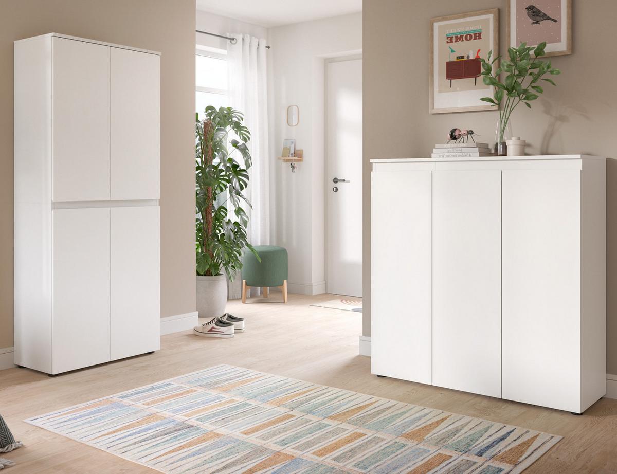 KOMMODE weiß 105 x 11 cm, Anrichte mit 10 Fächern - Schwarz/Weiß, Holzwerkstoff/Kunststoff (105/111/37cm) - Inn.Furn