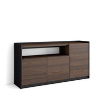 SIDEBOARD, Highboard, Dunkler Eiche und Schwarz, 156/37/80cm - Hellbraun, Holzwerkstoff (156/80/37cm) - Skraut Home