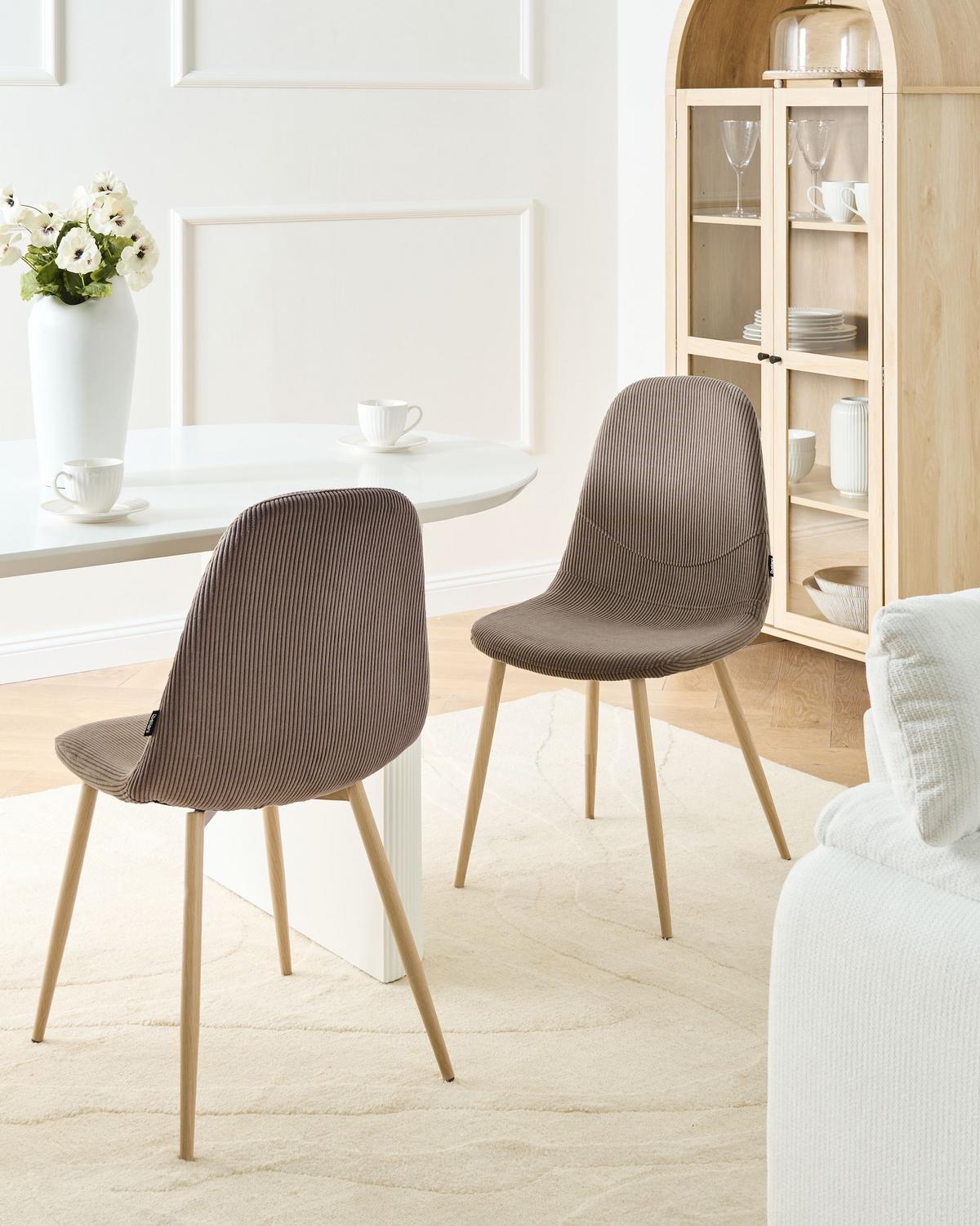 ESSZIMMERSTUHL 2er-Set Beige Hilden - Taupe/Braun, Textil (43/84/52cm) - Beliani