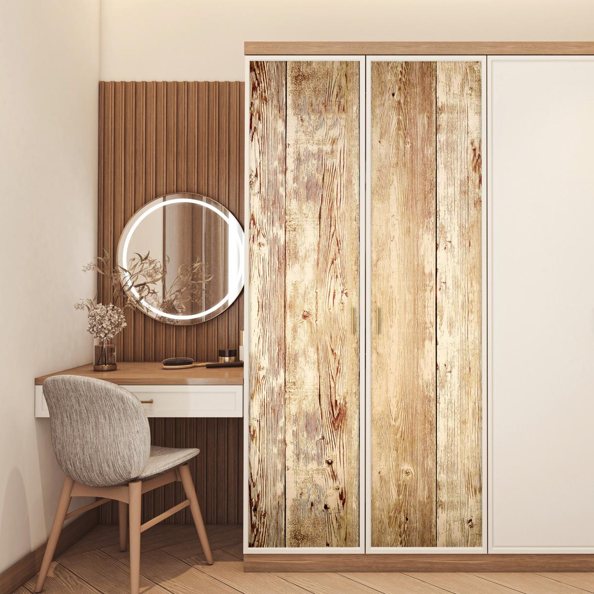 TÜRAUFKLEBER Holz - Vintage - Regal - Eiche 90x215 cm - Türtapete - Honigeiche, Kunststoff (90/0.1cm) - MuchoWow