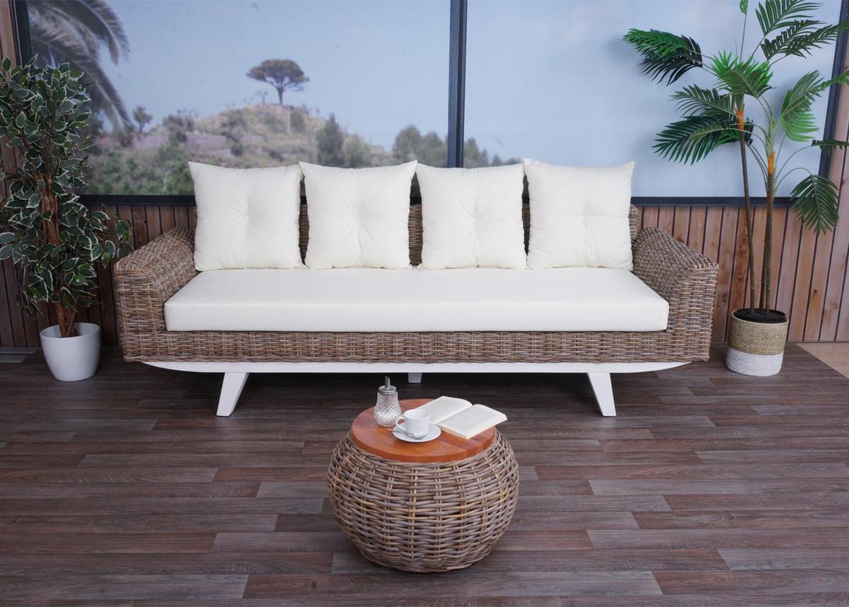 SOFA Cremeweiß - Creme/Weiß, Holz (209/85/78cm) - MCW
