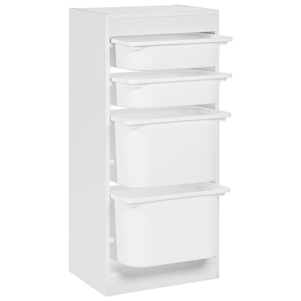 REGAL mit 4 Aufbewahrungsboxen Weiß Tobin - Weiß, Holzwerkstoff (42/89/30cm) - Beliani