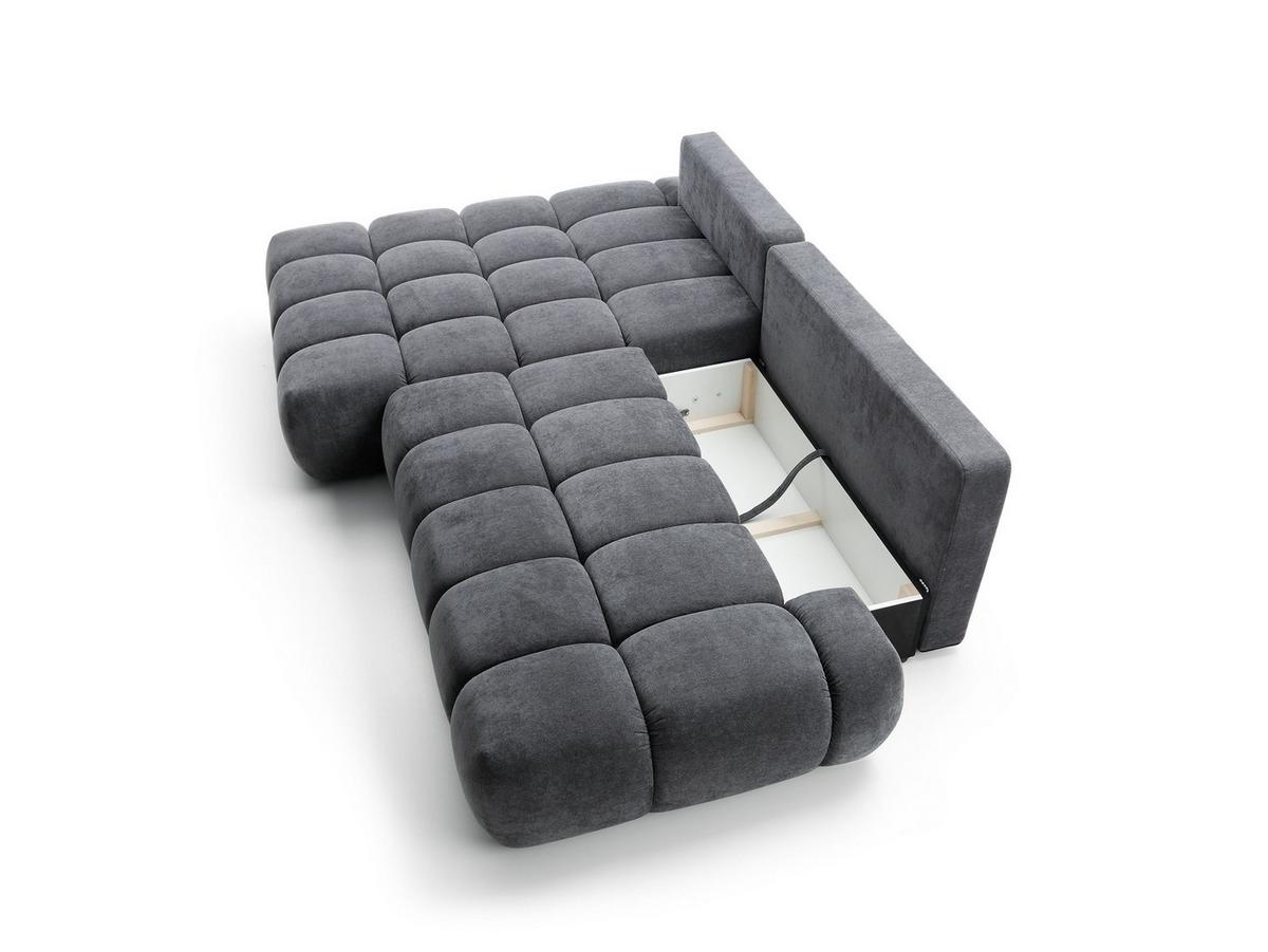 ECKSOFA GARDA Grau Chenille mit Schlaffunktion - Grau, Holz (280/131cm) - MASSENO