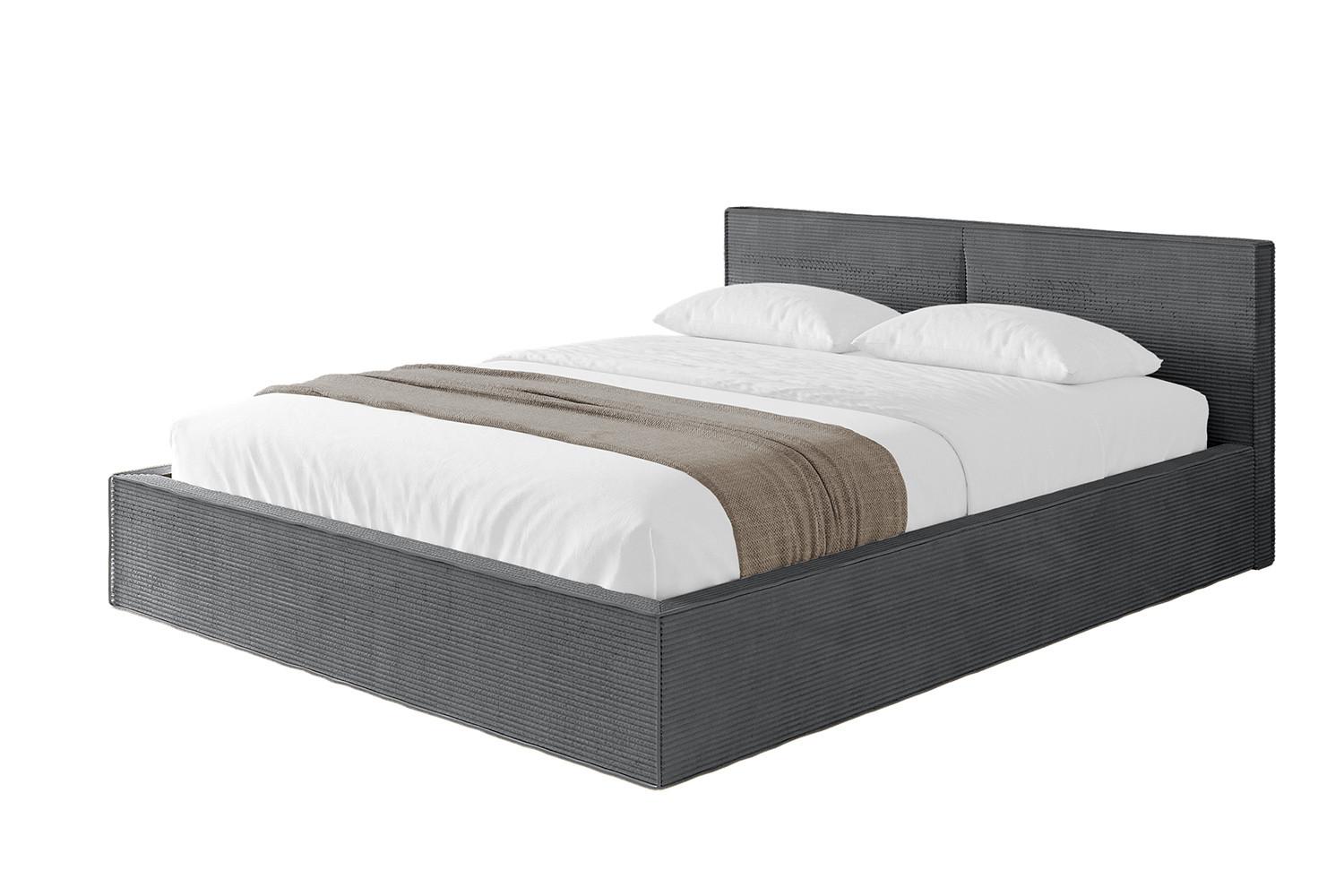 POLSTERBETT mit Bettkasten und Lattenrost, Boxbett ohne Matratze - EMMI-V1 180x200 Dunkelgrau - Anthrazit, Holzwerkstoff/Textil (180/200cm) - ALTDECOR