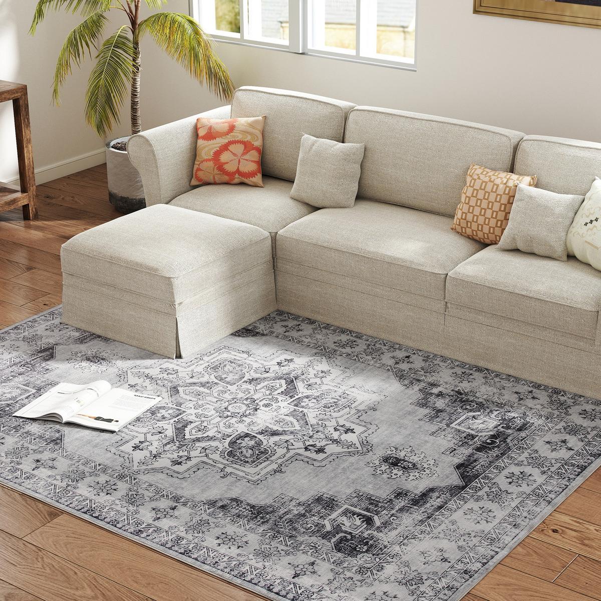 TEPPICH Flanell Grau - Grau, Textil (160/230cm) - HOMCOM