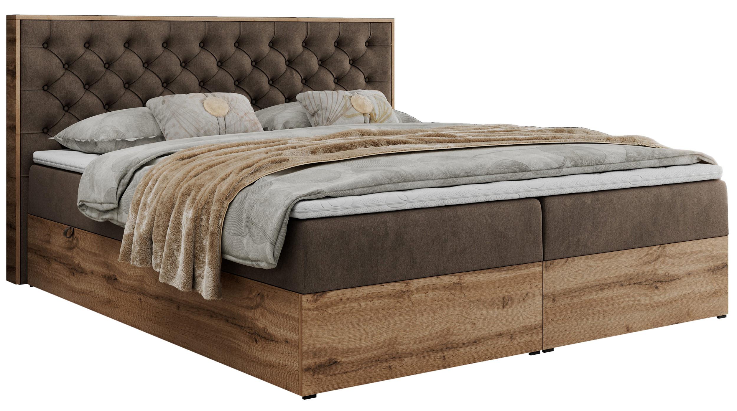 BOXBETT ALBERO 3 - 140/200 Braun Velvet - H4 - Braun, Holz/Textil (140/200cm) - MKS