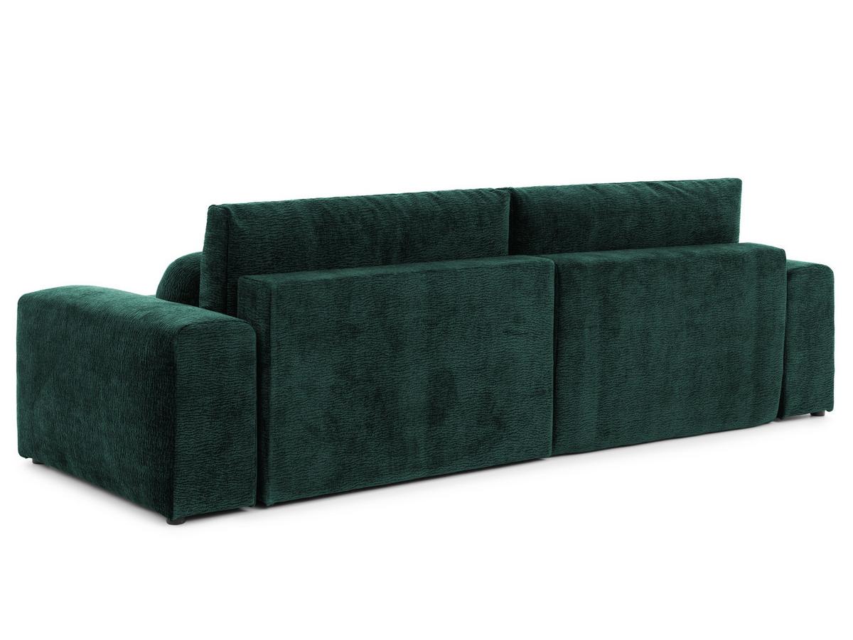 ECKSOFA Puffy mit Schlaffunktion und Bettkasten - besonders weich und puffig aus Grün Stoff mit Chenillestruktur - Ottomane rechts - Schwarz/Grün, Holz/Kunststoff (266/138cm) - S-Style Möbel