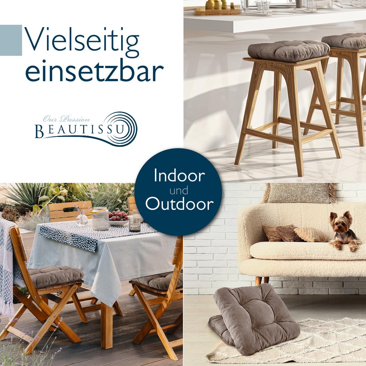 STUHLKISSEN HighLux SK 40/40/8cm Taupe (4tlg) - Taupe, Textil (40/40/32cm) - Beautissu 