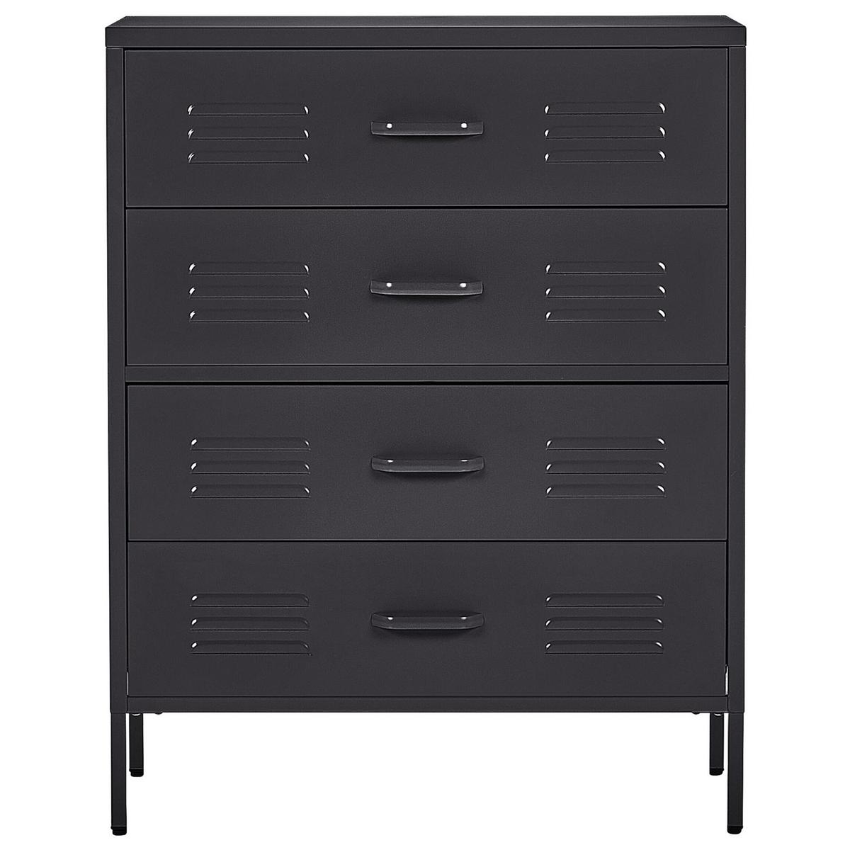 KOMMODE schwarz 4 Schubladen Enago - Schwarz, Metall (80/102/40cm) - Beliani