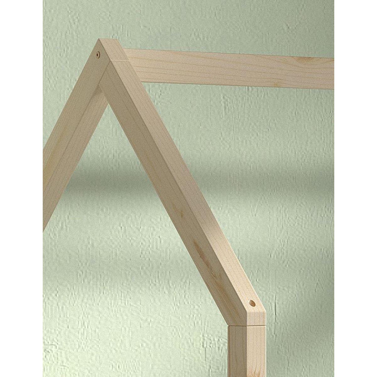 HAUSBETT Kandace 90x200 Kiefer massiv natur mit Dachaufbau - Kieferfarben, Holz (90/200cm) - 58aufmkessel