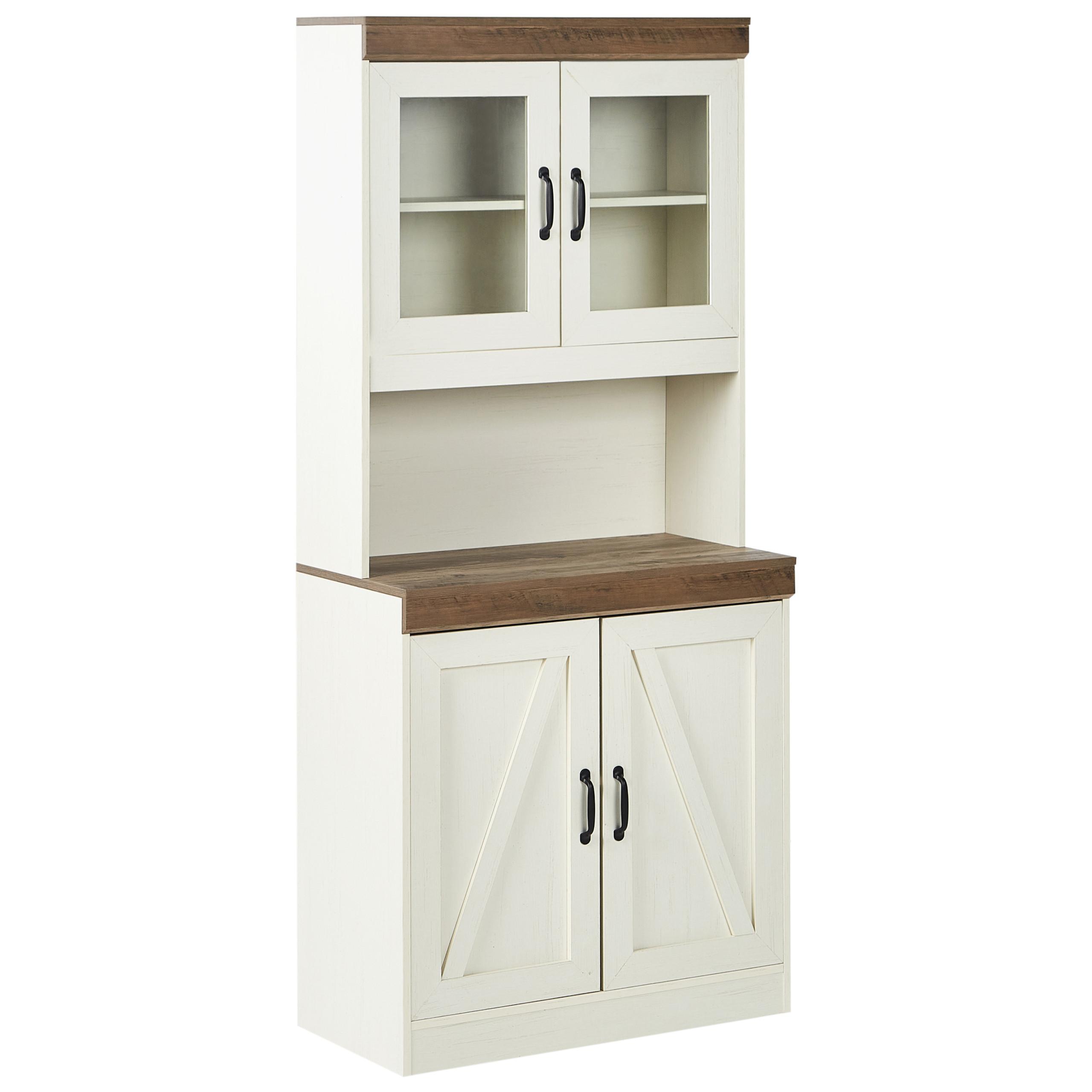 VITRINE mit Glastüren 80 cm Braun/Weiß Kalbarri - Messingfarben/Weiß, Holzwerkstoff (80/178/39cm) - Beliani