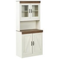 VITRINE mit Glastüren 80 cm Braun/Weiß Kalbarri - Messingfarben/Weiß, Holzwerkstoff (80/178/39cm) - Beliani