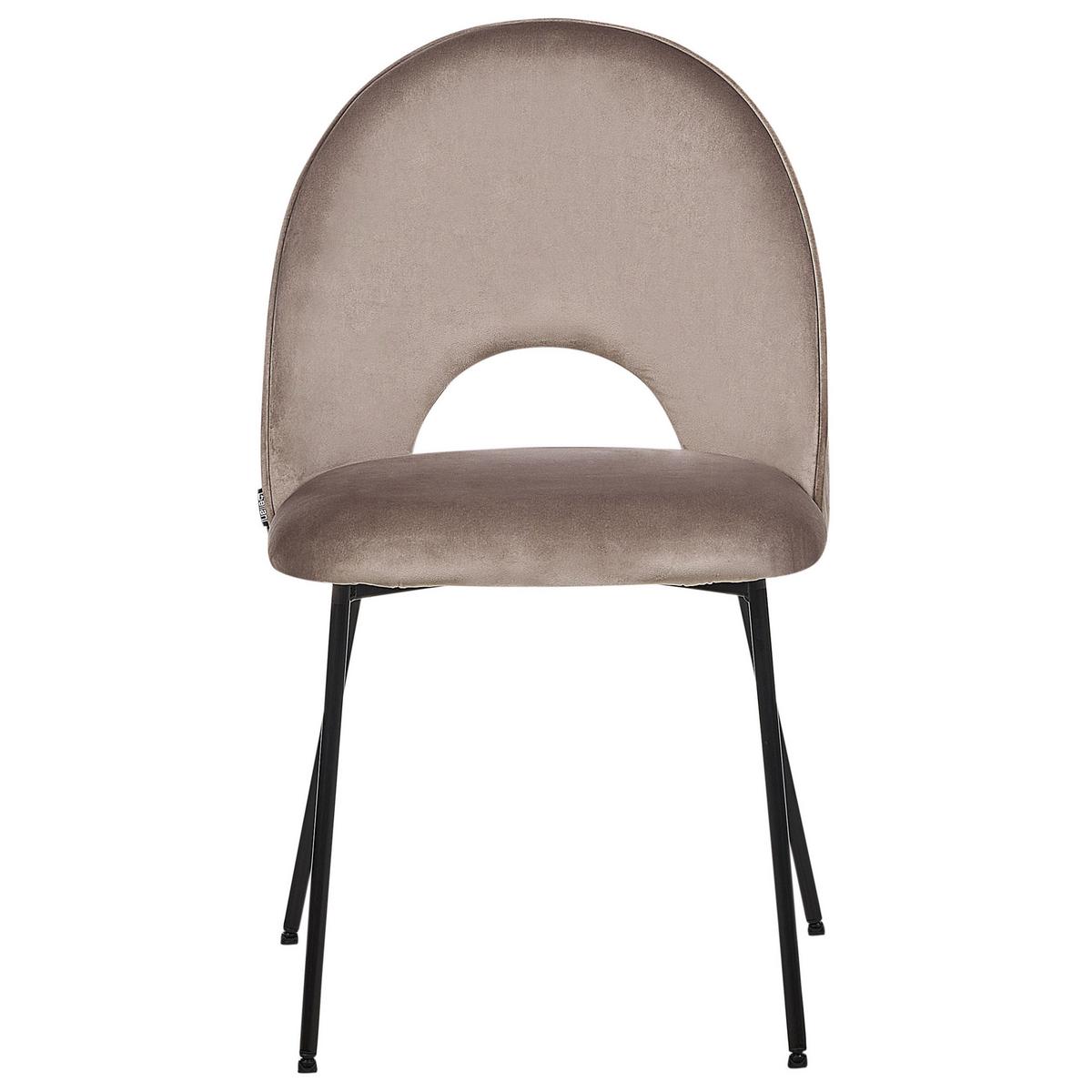 ESSZIMMERSTUHL 2er-Set Samtstoff taupe Covelo - Beige/Schwarz, Textil (46/84/45cm) - Beliani