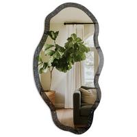 SPIEGEL 90x45 cm asymmetrisch mit Druck - Schwarzer Terrazzo - Transparent, Glas (45/90/0.4cm) - TULUP