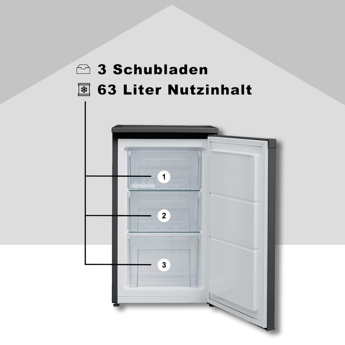 GEFRIERSCHRANK, 63 Liter Nutzinhalt, 4-Sterne, klein, leise, schwarz, CF-34-101-B - Schwarz, Kunststoff/Metall (48/82.1/51cm) - Telefunken
