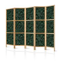 PARAVENT Japanischer 5-tlg 225x172 cm Gr ne Bl tter - Grün, Holz/Textil (225/172/3cm) - Muralo