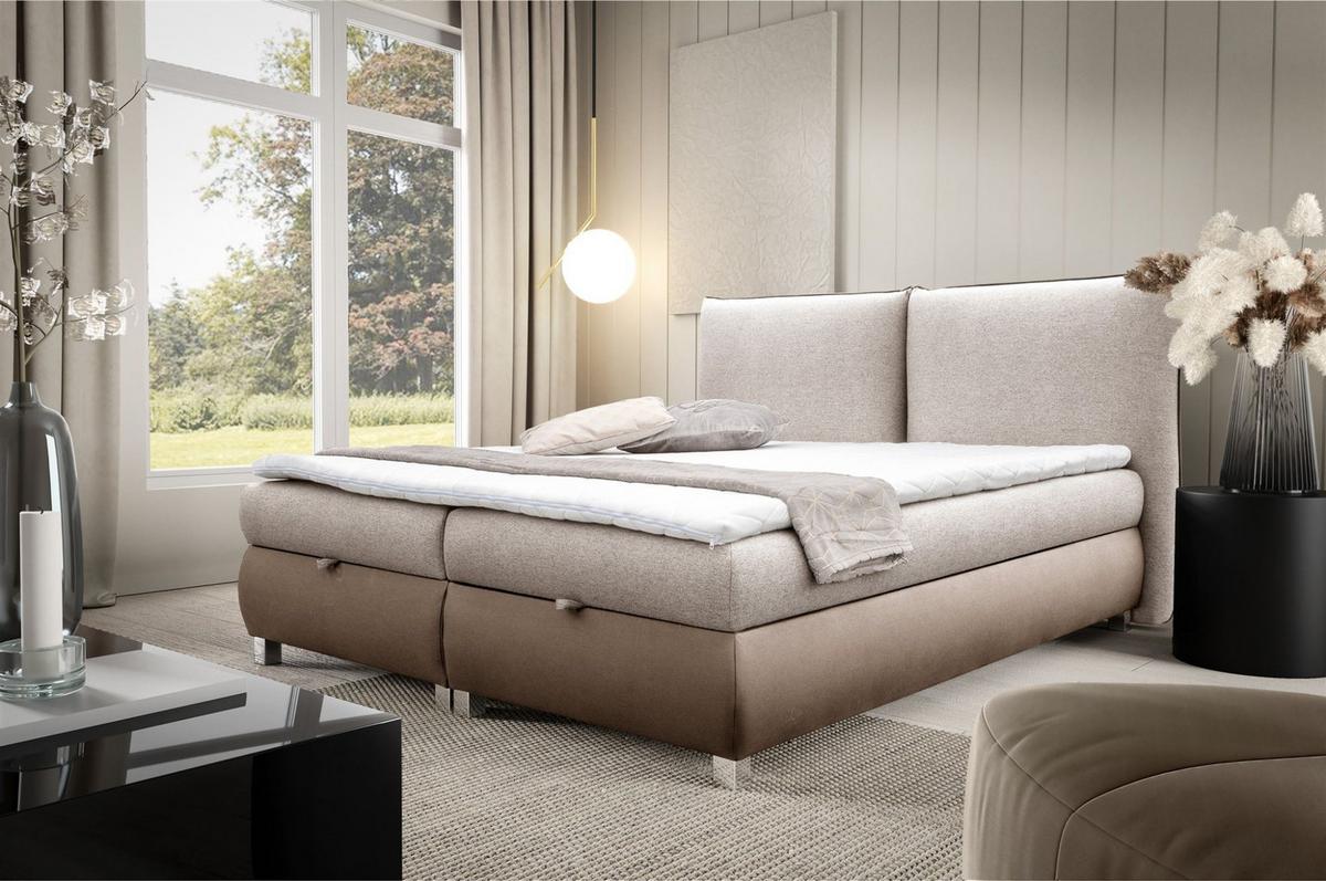 BOXBETT Valentin In Neve - Beige, Holzwerkstoff/Textil (180/200cm) - Fun Möbel