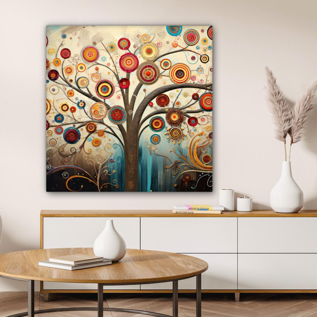 LEINWANDBILD Baum - Baum des Lebens - Farbe Deko Groß 90x90 cm - Braun, Textil (90/90cm) - MuchoWow