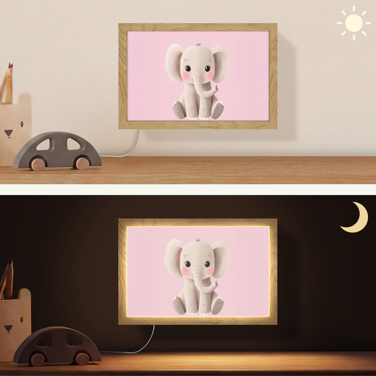 WANDLEUCHTE Elefant - Baby - Rosa - Cartoon 30x20 cm - Hellrosa, Holzwerkstoff (30/20/8cm) - OnlyWow