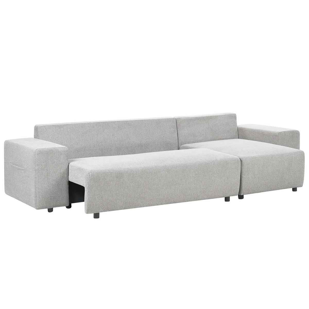 3-SITZER-ECKSOFA hellgrau rechtsseitig mit Schlaffunktion Stauraum Luspa - Schwarz/Grau, Textil (294/130cm) - Beliani