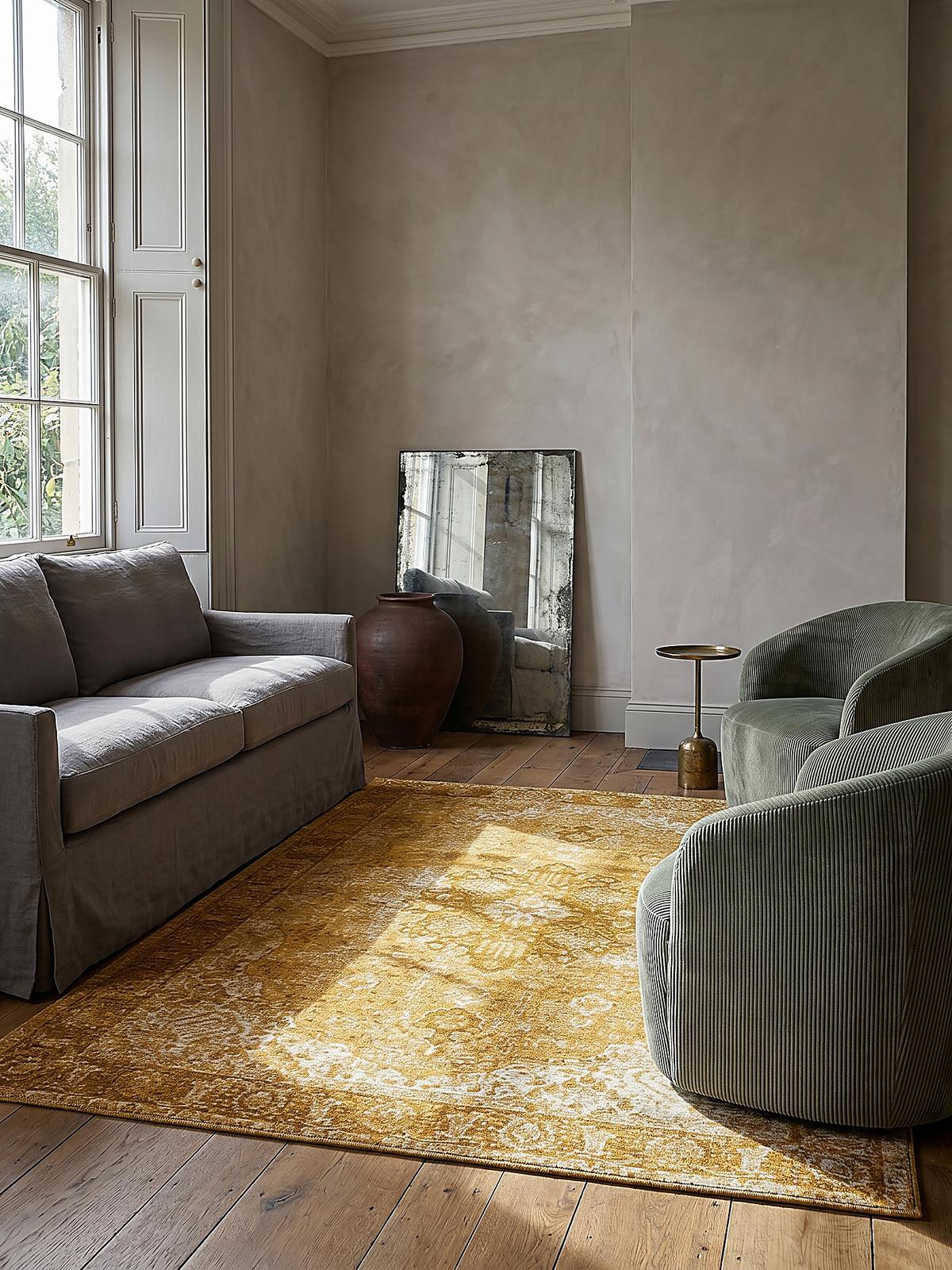 TEPPICH COQUET, im Vintage-Stil, Senfgelb, 120 x 170 cm - Gelb, Textil (170/120cm) - KADIMA DESIGN