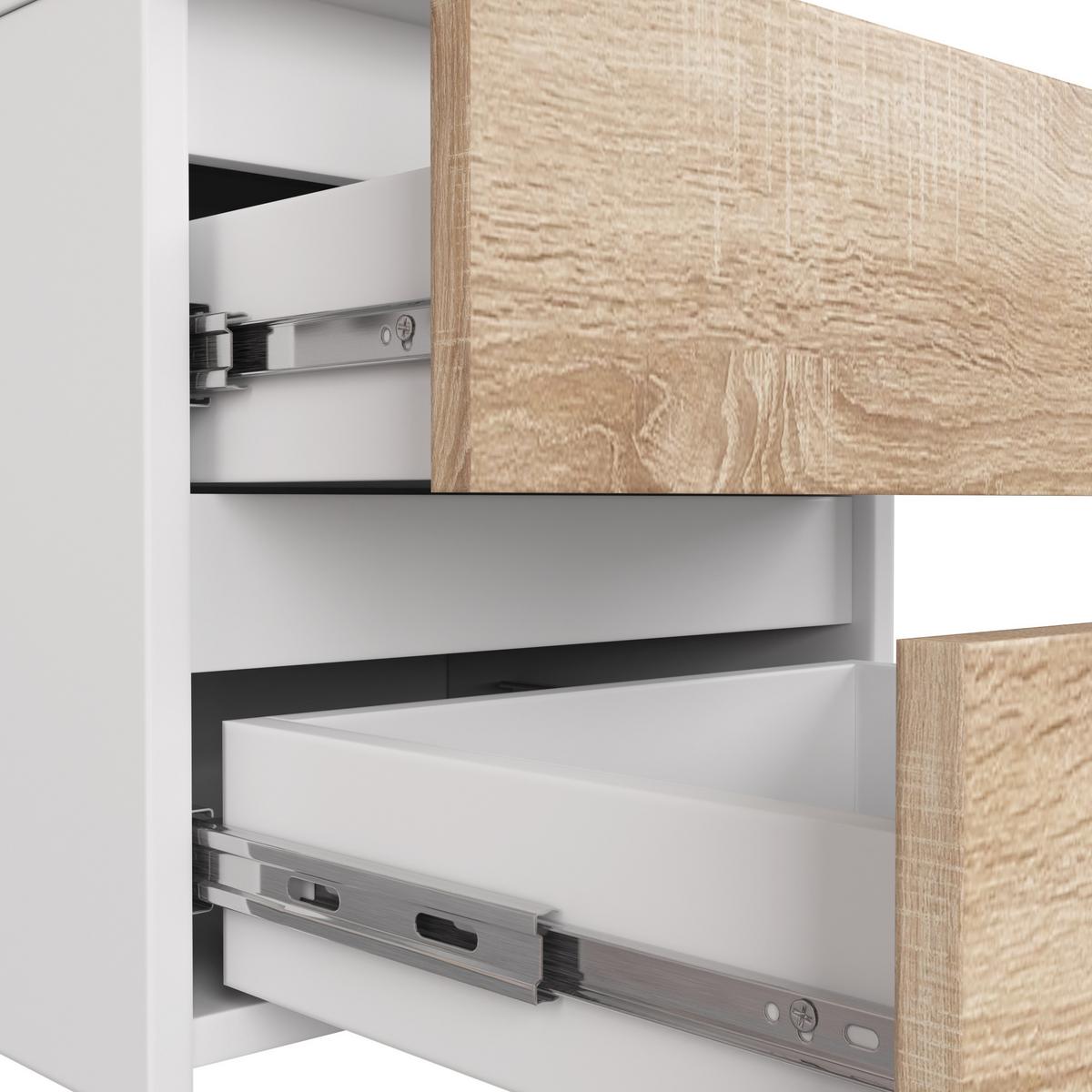 KOMMODE Weiß, Eiche Sonoma 57/40/35 - Weiß, Holzwerkstoff (40/57/35cm) - RAUMHIRSCH FURNITURE