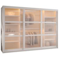 SCHWEBETÜRENSCHRANK 200/250/62 3-türig - Silberfarben/Weiß, Holz/Kunststoff (250/200/62cm) - Abiks Möbel