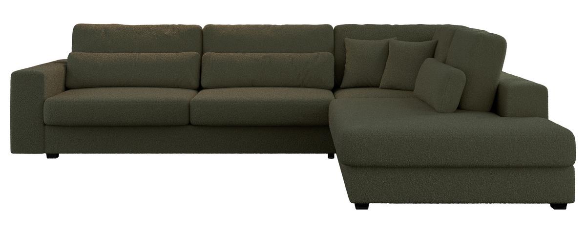 ECKSOFA Savona Grün Boucle - rechts - Schwarz/Grün, Kunststoff/Textil (249/316cm) - MKS