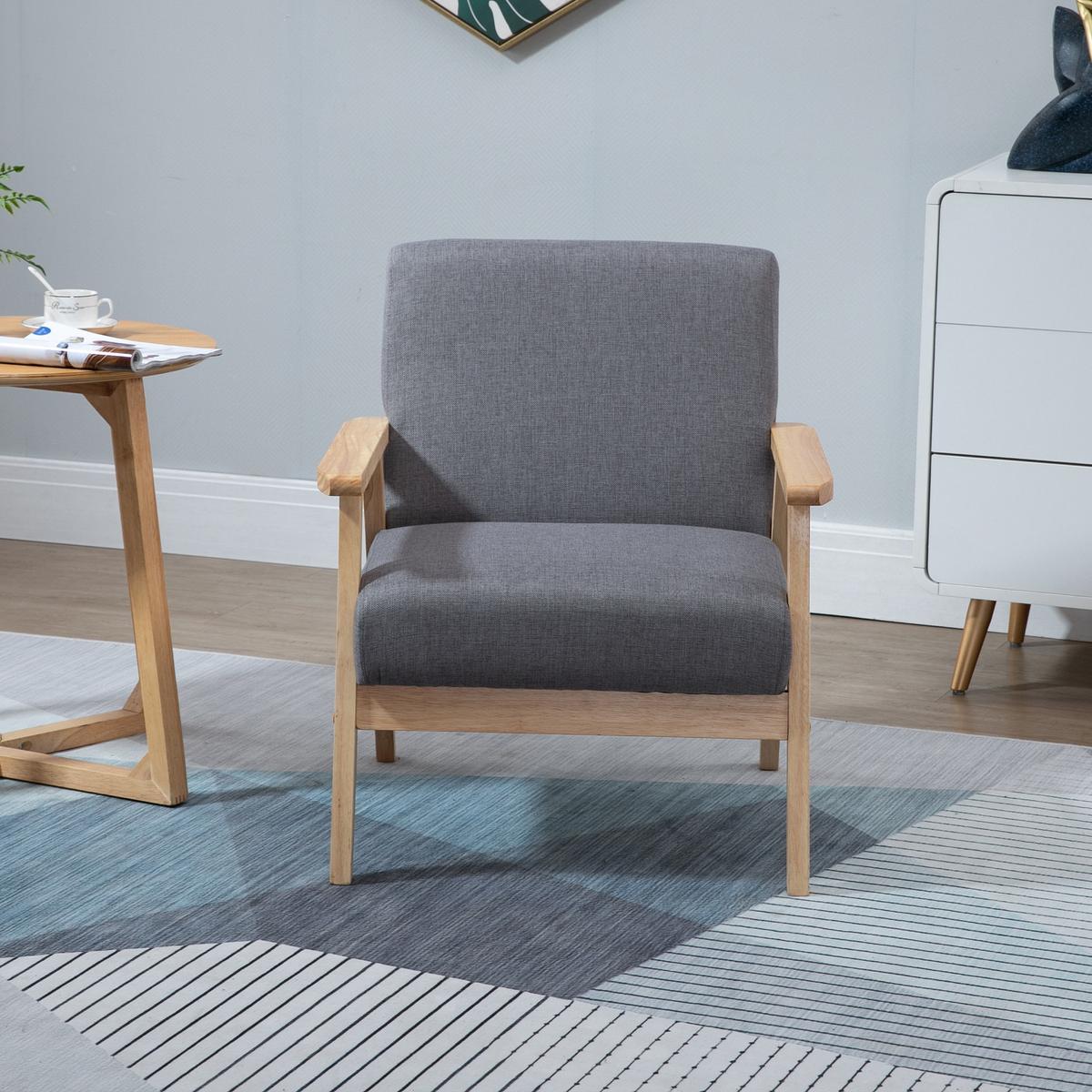SESSEL mit Armlehnen in Leinenoptik - Grau, Textil (70/72/64cm) - HOMCOM