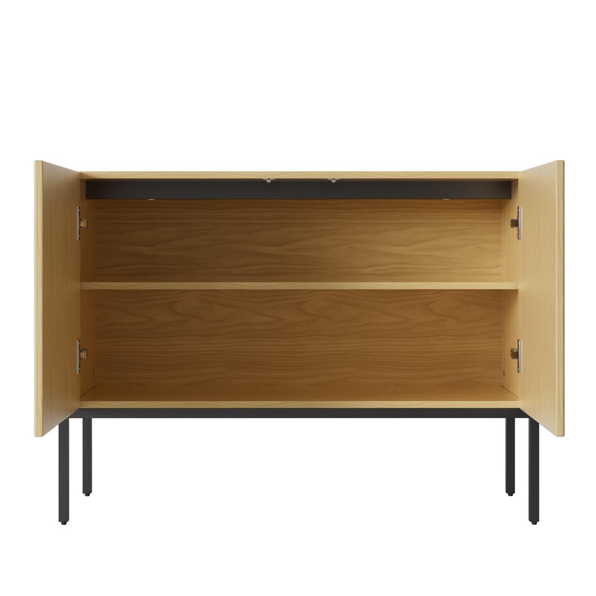 SIDEBOARD 100cm mit Bogendesign, 2 Türen, Metallbeine - Naturfarben, Holzwerkstoff (100/75/40cm) - Urban Meuble
