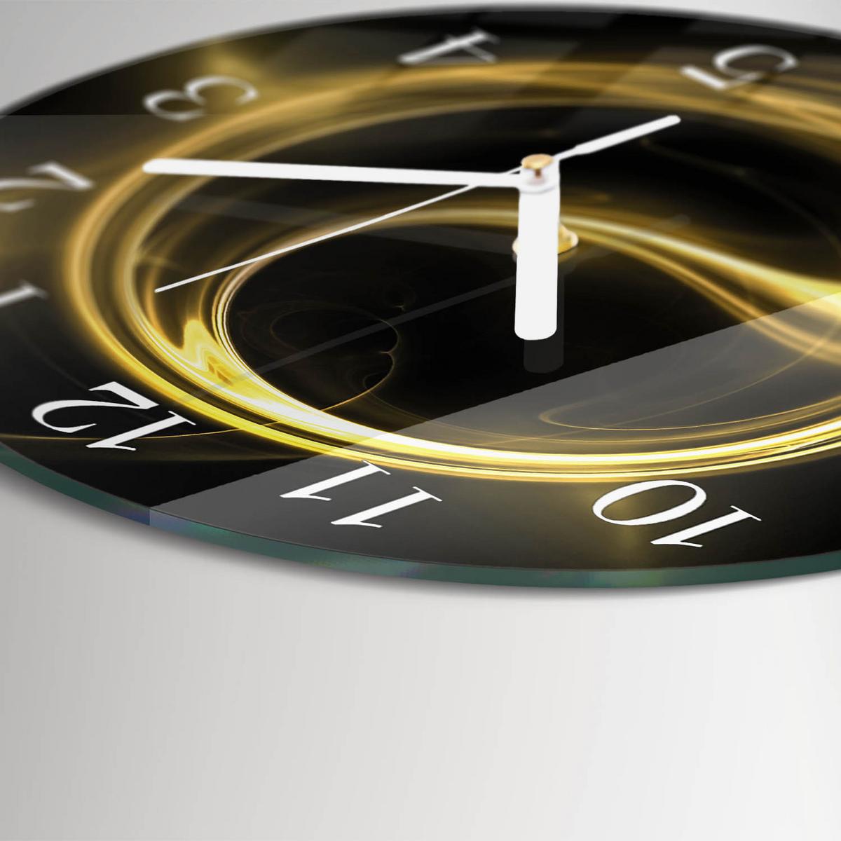 WANDUHR aus Glas Ø30 cm - Abstraktionskreis - Gelb, Glas (30/30/0.4cm) - TULUP