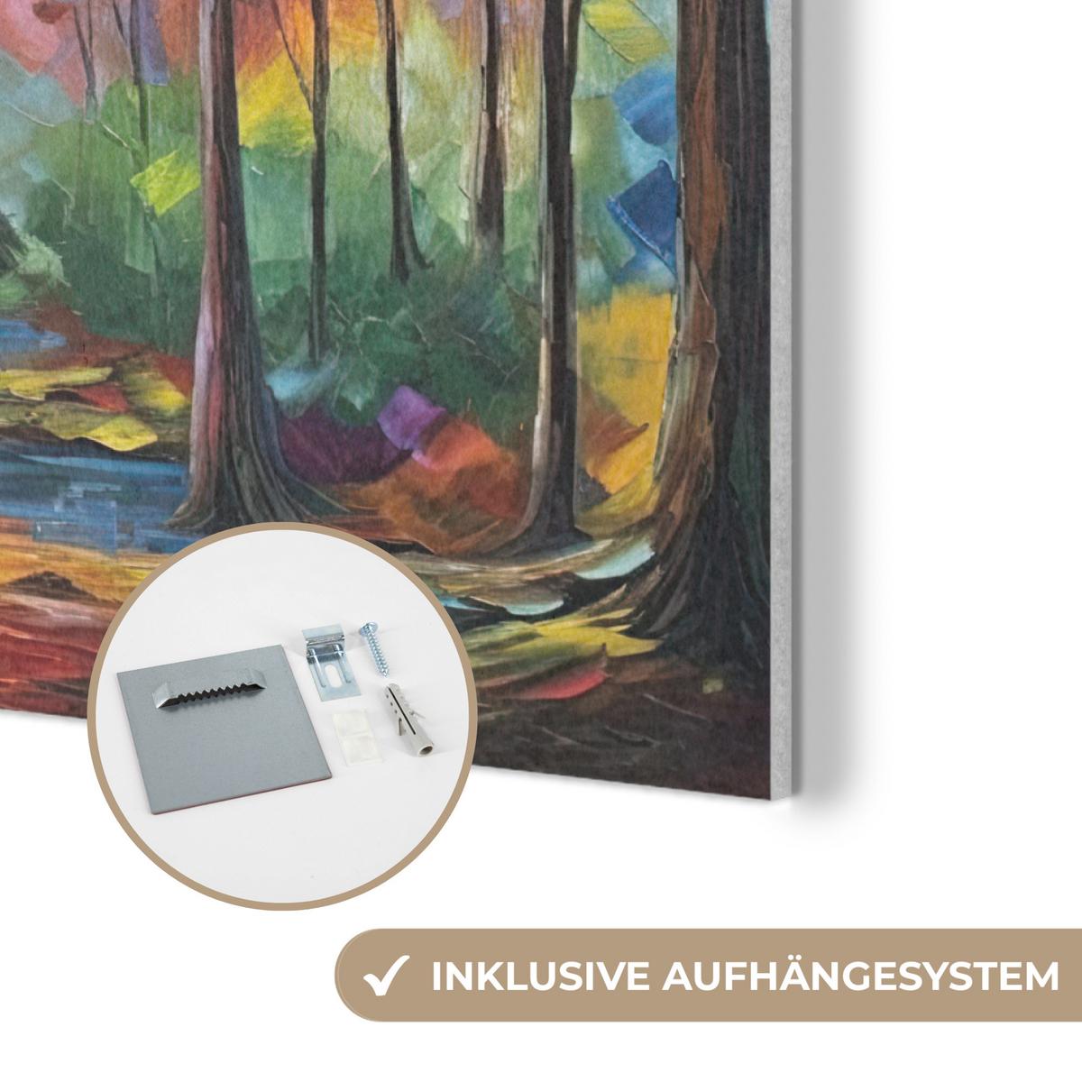 AKUSTIKBILD Landschaft - Wald - Farben - Natur Wanddeko 70x50 cm - Multicolor, Kunststoff (70/50/0.9cm) - MuchoWow