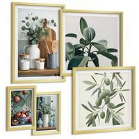 BILDER SET 5er Set - 50x50 cm & 20x30 cm & 40x60 cm Goldrahmen - Inspiration Schrei Schädel Eule - Goldfarben, Kunststoff (40/60cm) - TULUP