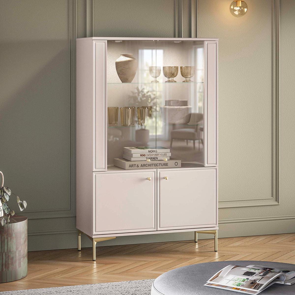VITRINE Sélène Kaschmir - Kaschmir, Holzwerkstoff (92/149/40cm) - Petits-meubles