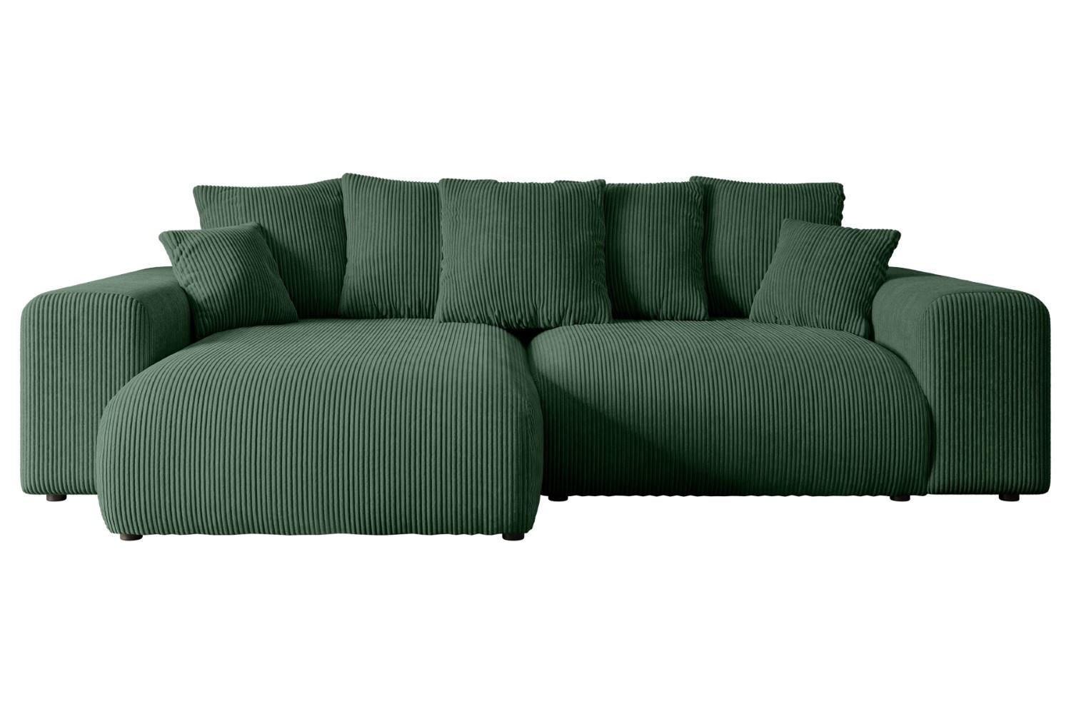 ECKSOFA Ottomane links ESKAR-L 266x176x72 Grün Cord - Schwarz/Grün, Holzwerkstoff/Kunststoff (266/176cm) - ALTDECOR
